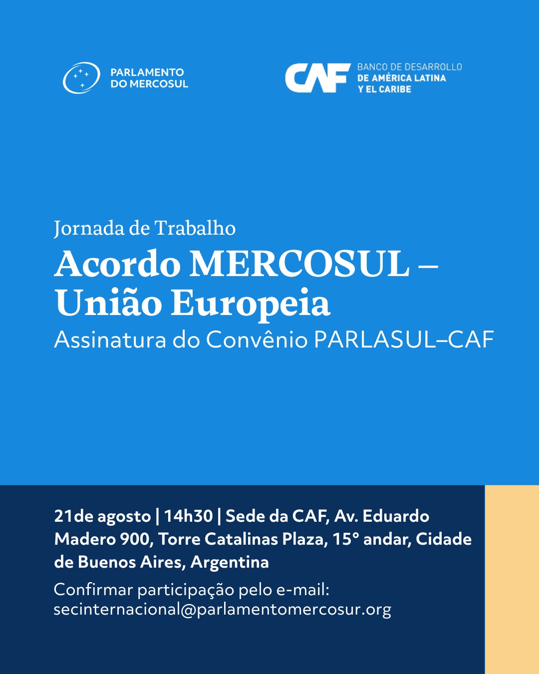PARLASUL e CAF assinam Memorando de Entendimento e debatem futuro do Acordo MERCOSUL- Unio Europeia